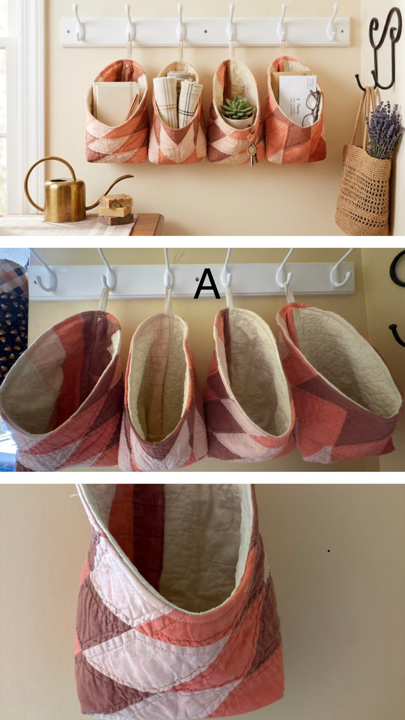 Vintage Quilted Hanging Pod Basket A