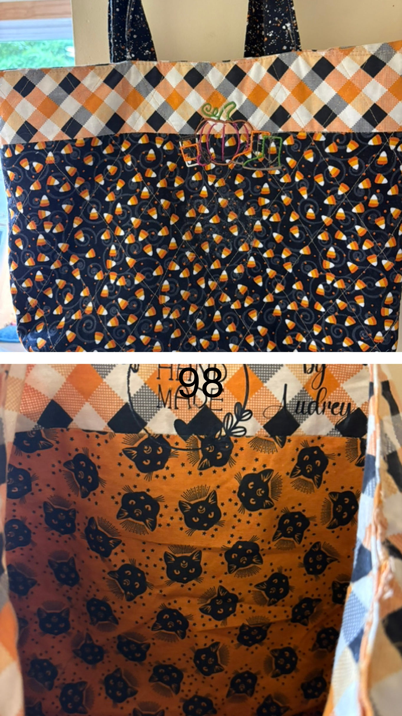 Handmade Quilted Halloween Market Bag #98